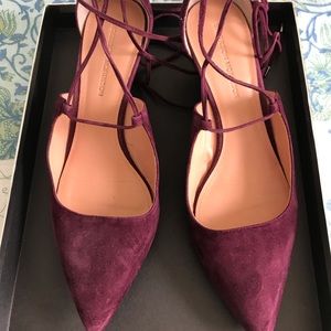 Sigerson Morrison burgundy lace up wedges